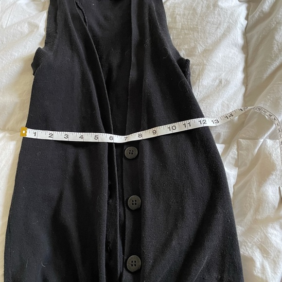 Long black button up cotton vest - Picture 6 of 9